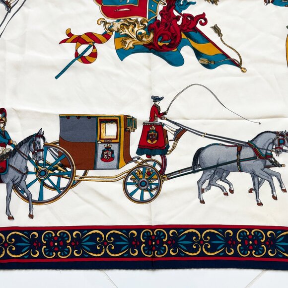 Pierre Cardin Scarf Shawl Silk APARIS AMUSEES EBLOUIES 34in Vintage Horse Buggy - Picture 4 of 15